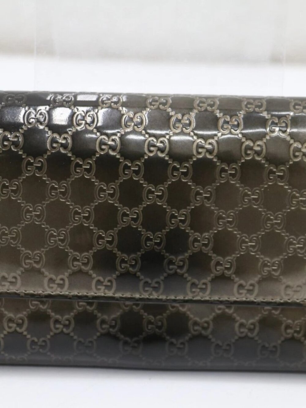 Gucci Metallic Grey Microguccissima Patent Leather Continental Wallet